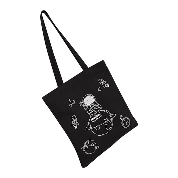 ADDHAT Multipurpose Canvas Shoulder Bag with Astronaut Graphic for Storage and Grocery Carrying
