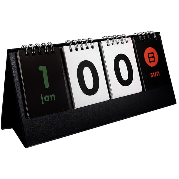 ADDHAT Black Reversible Countdown Calendar for Time Counting - Modern Perpetual Desk Planner