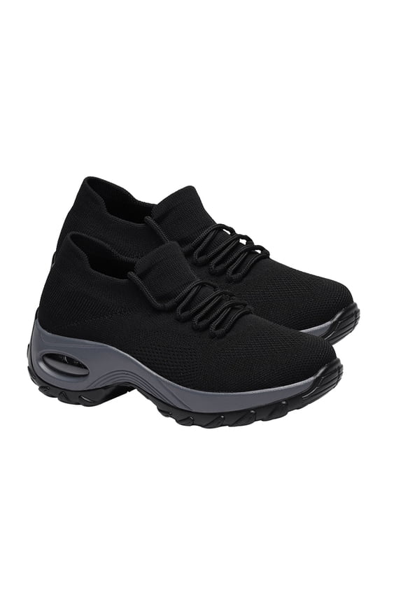 Women's Athletic Sneakers with Cushioning, Gray Black Comfort Running Shoes, Round Toe, 1 Pair