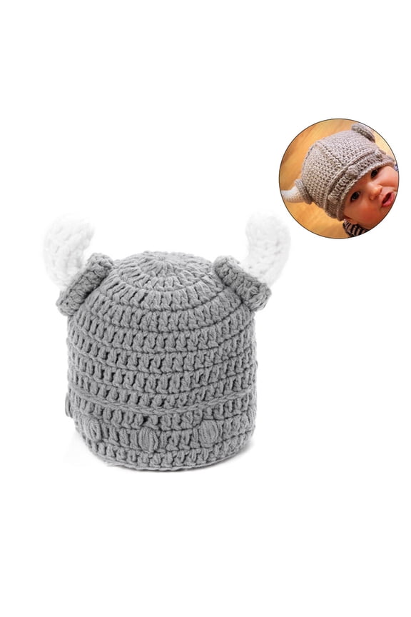 Bull Horn Beanie for Little Girls Knitted Crochet Woolen Yarn Warmth 1Pcs