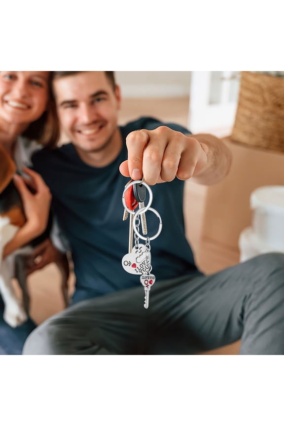 Elegant Zinc Alloy Keychain Set for Couples Unique Shapes Portable Size 1Set