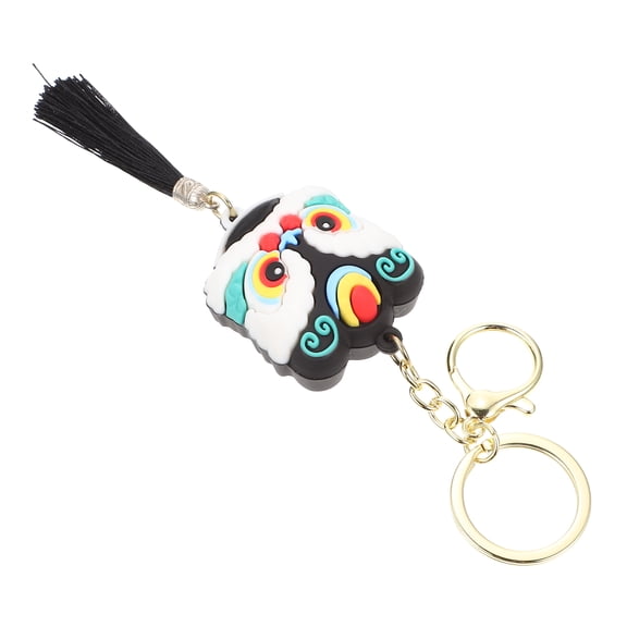 ADDHAT Lion-Shaped Key Chain Black PVC Durable Multi-Purpose Decorative Accessory