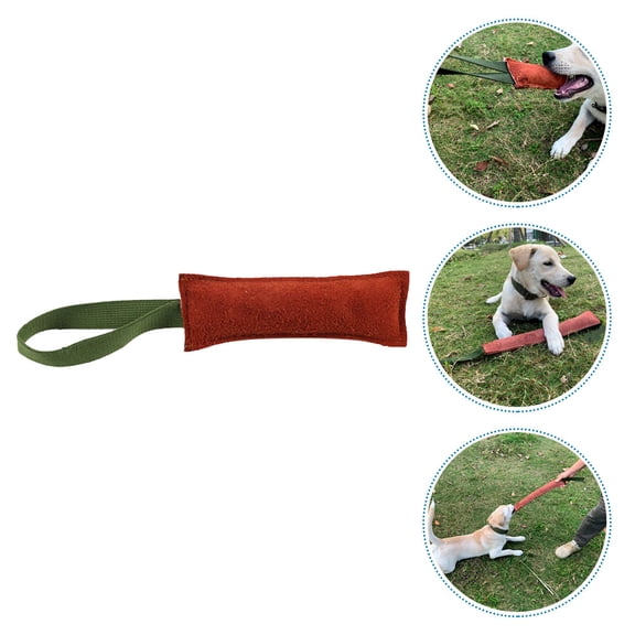 ADDHAT Dog Molar Bite Toy Dog Training Stick Brown Cattlehide 1Pcs