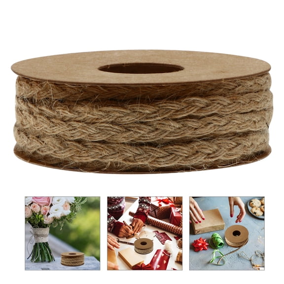ADDHAT Easy Use Khaki Braided Jute Ribbon Roll for Holiday Decor and DIY Craft Projects