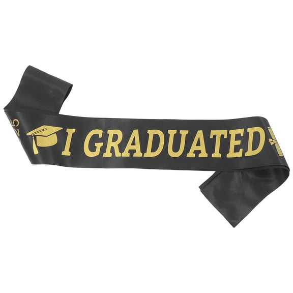 ADDHAT Black Graduation Sash with Stylish Elegant Design, Adjustable Length, Comfortable Fabric for Graduation Party and Ceremony