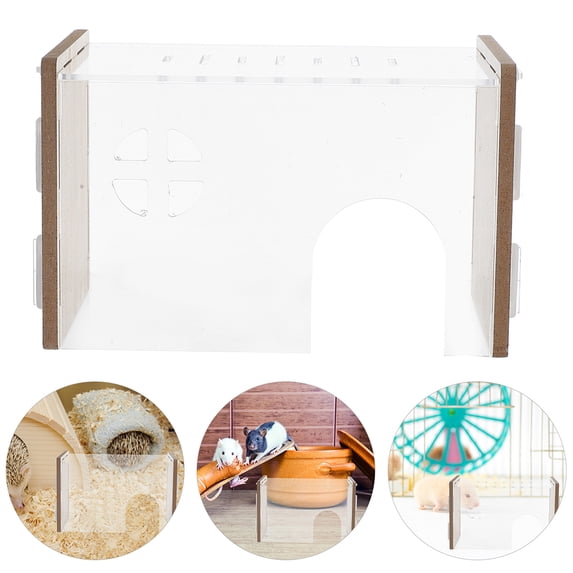 View of ADDHAT Transparent Hamster Hideout Habitat Small Animal Shelter ...