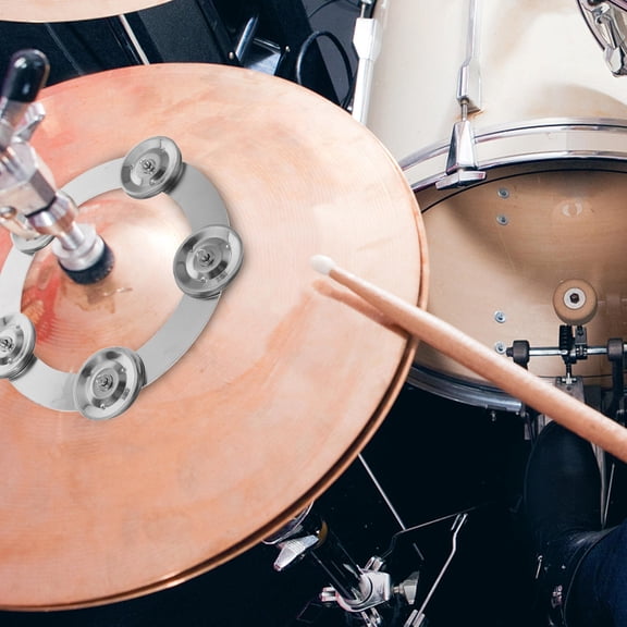 ADDHAT Music Enthusiasts 1Set Metal Cymbal Attachment Hi Hat Tambourine 17.0In