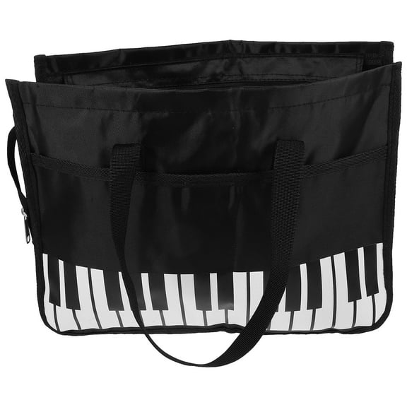 ADDHAT Black Oxford Nylon Piano Music Bag Spacious Carrying Case for Sheet Music