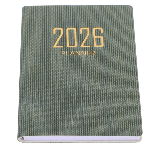 ADDHAT Daily Agenda Planner Olive Green PU Cover 1 Piece Organizer Notebook for Scheduling