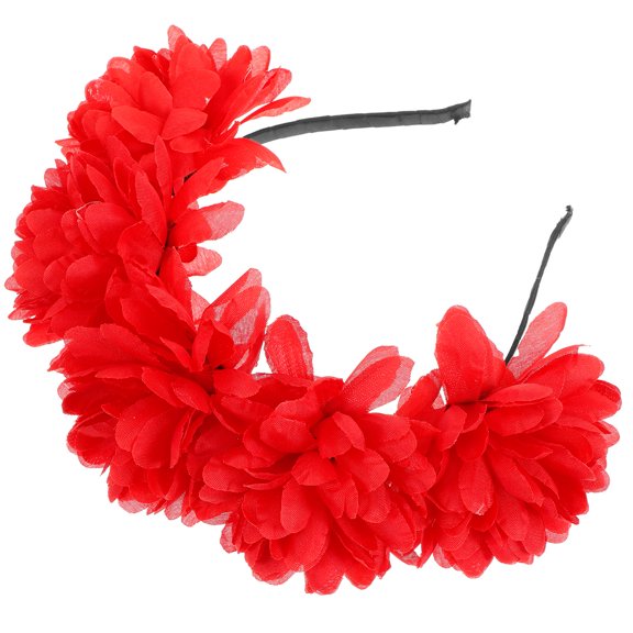 ADDHAT Red Bridal Hairband for Wedding Decor Made of Cloth Beautiful and Elegant Flower Headpiece Fits Many Occasions 1pc