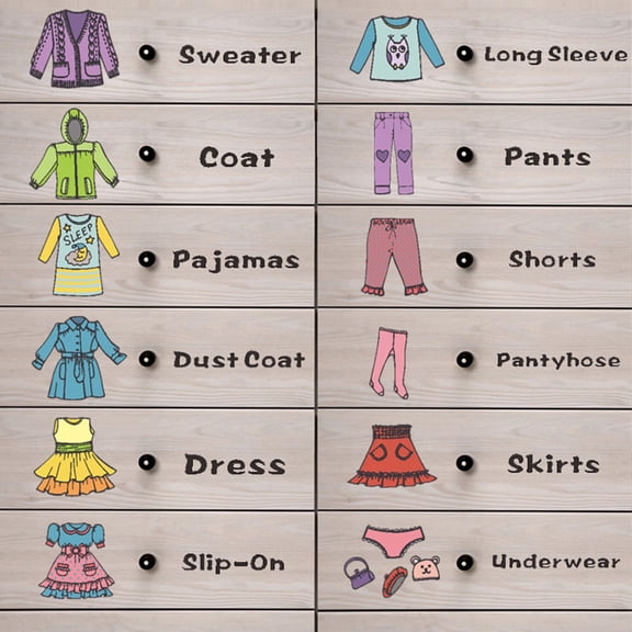 ADDHAT Removable Clothes Classification Label Wardrobe Label Multi-colored PVC for Girls Organization 1 Sheet