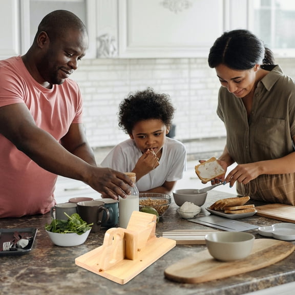 ADDHAT Salami Stick Slicer 1Pack Orange Wood Sausage Cutter With Stainless Steel For Kitchen Gadget