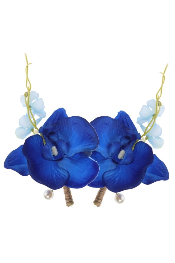 Silk Flower Boutonniere Set for Wedding Groom and Bride, 2 Pieces Elegant Floral Accessories