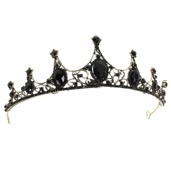 ADDHAT Elegant Black Fairy Tiara Crystal Headpiece for Wedding Parties