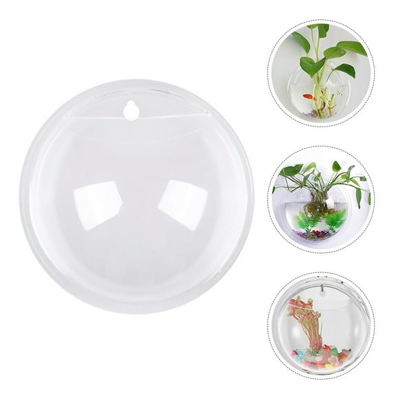 ADDHAT Wall Mounted Clear Acrylic Fish Bowl Multipurpose Hanging Plant ...