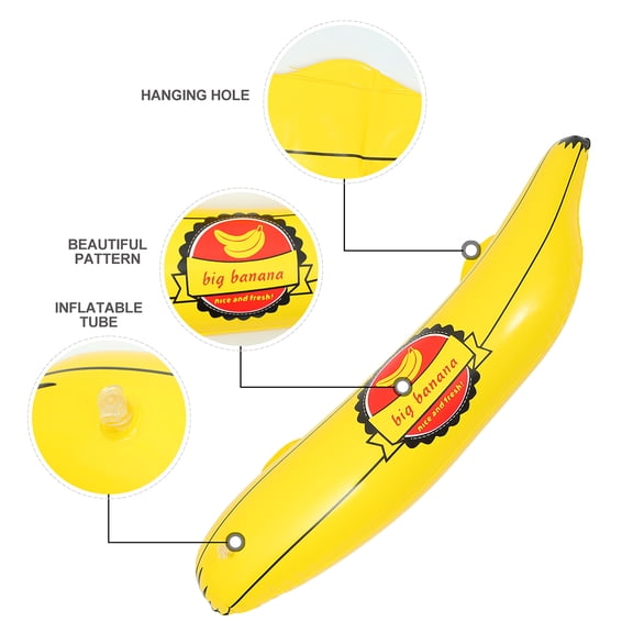 ADDHAT 3Pcs Inflatable Banana Pool Accessories Yellow PVC Floating Fruit for Outdoor Parties