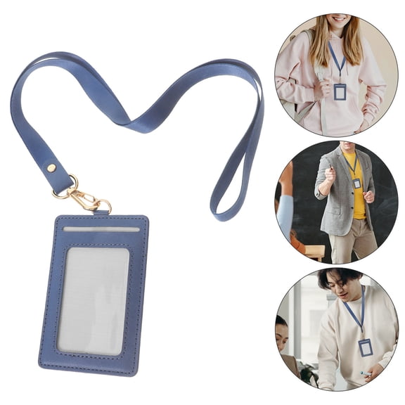 ADDHAT Addhat Id Badge Holder Lanyard Blue Protective Cover for Staff Cards