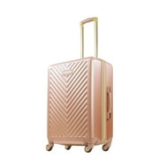 Christian Siriano New York 25 Inch Rolling Luggage, Addie Hardshell Suitcase with Spinner Wheels, Rose Gold