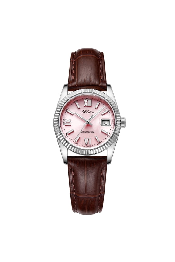 Women's Swiss Quartz Watch, 28mm Sapphire Crystal BGW9 Luminous Stainless Steel 50M Waterproof Brown Leather Band AW25901