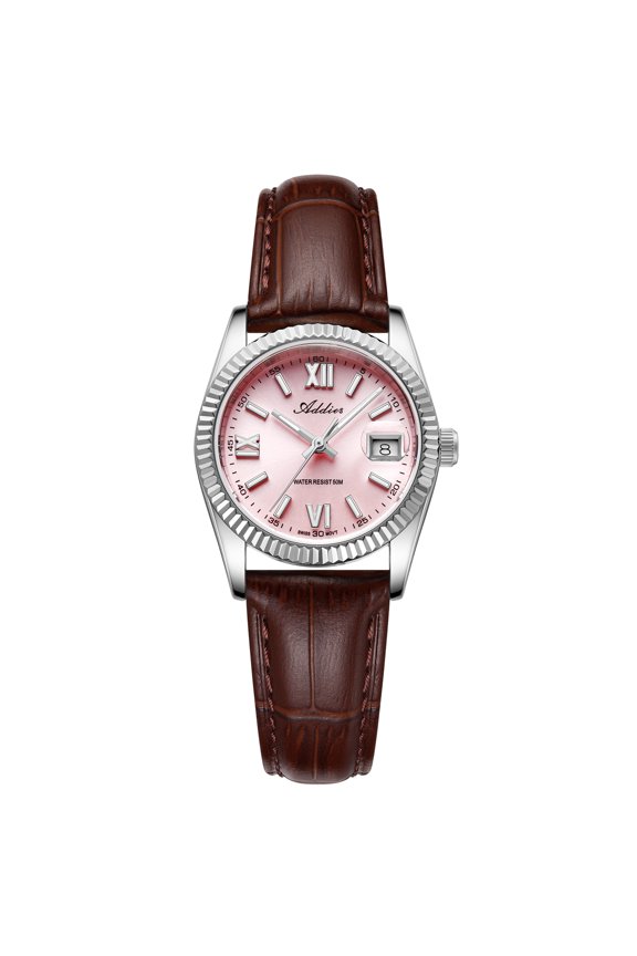 Women's Swiss Quartz Watch, 28mm Sapphire Crystal BGW9 Luminous Stainless Steel 50M Waterproof Brown Leather Band AW25901