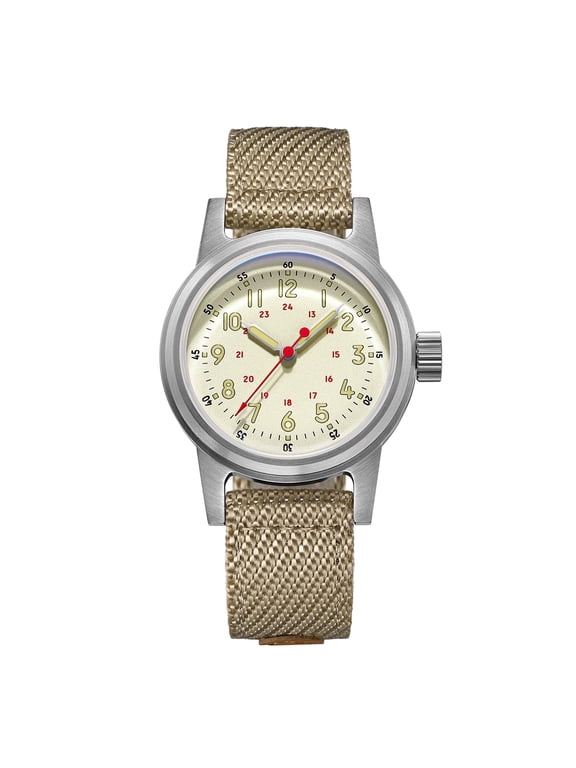 Men's Watch Vintage Military Automatic Watch, 36mm Small Case, NH35A Movement, 200m Waterproof, Nylon Strap - AD2076