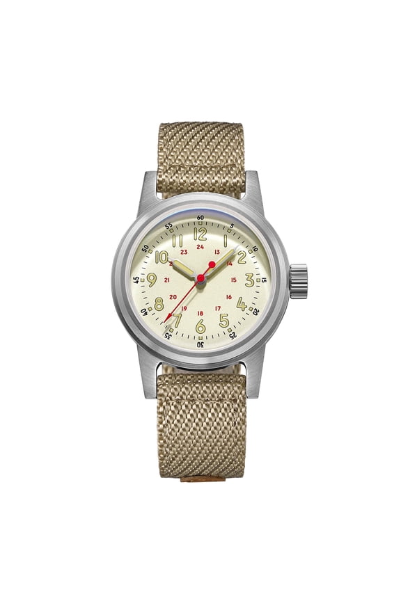 Men's Watch Vintage Military Automatic Watch, 36mm Small Case, NH35A Movement, 200m Waterproof, Nylon Strap - AD2076