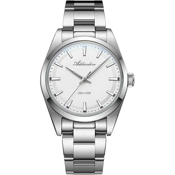 ADDIESDIVE 36 mm Dial Luxury Men's Watch VH31 Luminous Quartz Watch Water Resistant 100 M for Diving Swimming White Dial