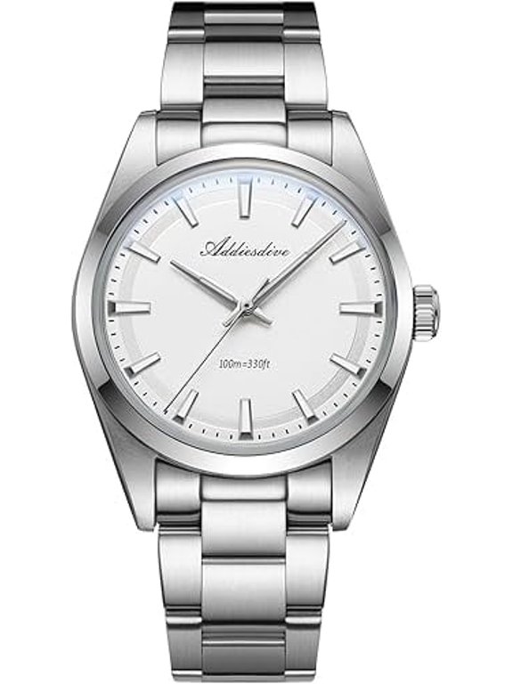 36 mm Dial Luxury Men's Watch VH31 Luminous Quartz Watch Water Resistant 100 M for Diving Swimming White Dial