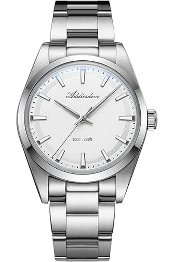 36 mm Dial Luxury Men's Watch VH31 Luminous Quartz Watch Water Resistant 100 M for Diving Swimming White Dial