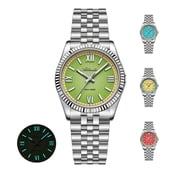 ADDIESDIVE VH31 Sweeping Seconds Quartz Watch   Mens 36mm 316L Stainless Steel, Sapphire Crystal, 100m Waterproof, BGW9 Ice Blue Lume, Colorful Summer Dial, Dress Watch