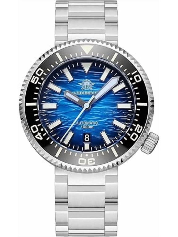 Automatic Diver Watches for Men 1000 M Waterproof Helium Escape Valve NH35A Synthetic Sapphire Scuba Automatic Watche, Blue