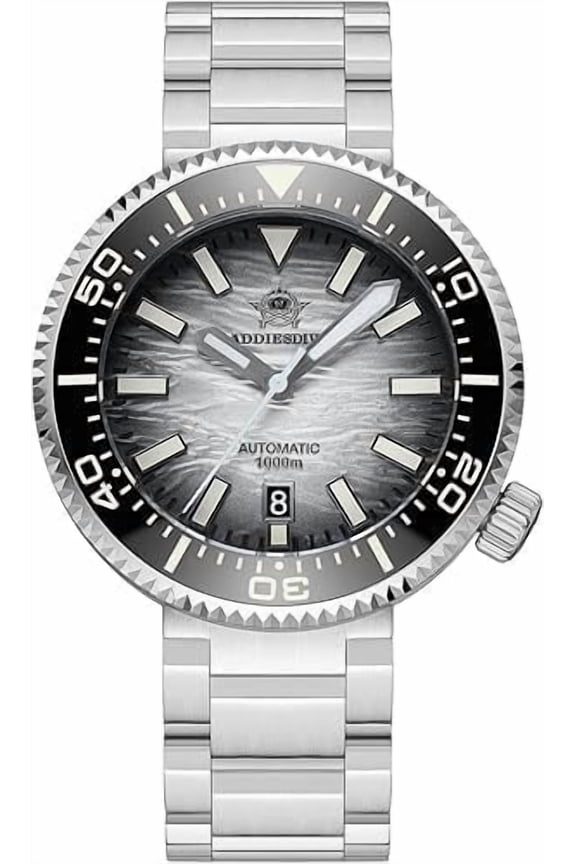 Automatic Diver Watches for Men 1000 M Waterproof Helium Escape Valve NH35A Synthetic Sapphire Scuba Automatic Watche, Gray