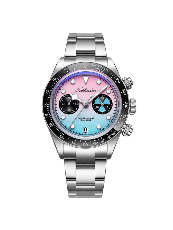 Chronograph Watches for Men Dive 100m Waterproof Luminous Ceramic Bezel VK64