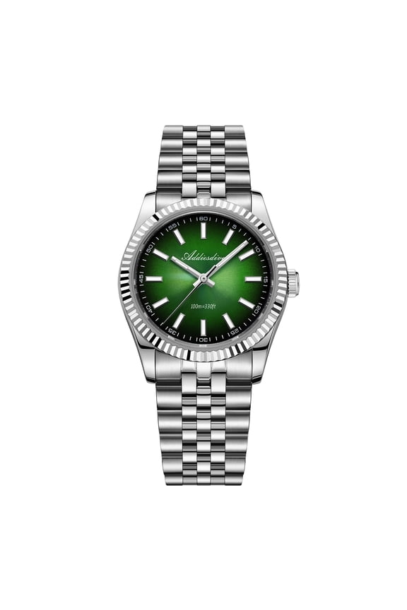 Luxury Men's Watch with Smooth Sweep Second, Sapphire Crystal, Diver 100m Water Resistant Analog Quartz Watch, Super Luminous