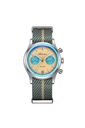 Mens Watch Chronograph Multifunction 100m Waterproof Dive Watch with Japanese Quartz Movement Stainless Steel Case & Luminous Yellow Dial