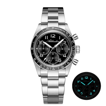 ADDIESDIVE Men's 100m Waterproof Luxury Dive Watch with Japanese Quartz Chronograp, Ceramic Bezel, Stainless Steel, Luminous Dial