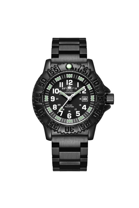 Men's 44mm Military Watch with Japanese Quartz Movement, 50M Waterproof Quartz Watches, Stainless Steel Band & Luminous Dia