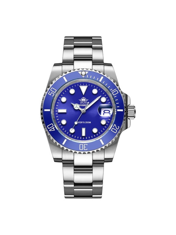 Men's Analog Watch Diver 200m Men's Quartz Watch BGW9 Luminous Stainless Steel Bracelet MY-H3-2 blue