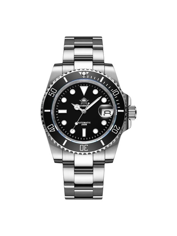 Men's Automatic Dive Watch 200M Waterproof, Sapphire Crystal Ceramic Bezel, Japanese NH35 Movement, Stainless Steel Date Watch MY-H3-2