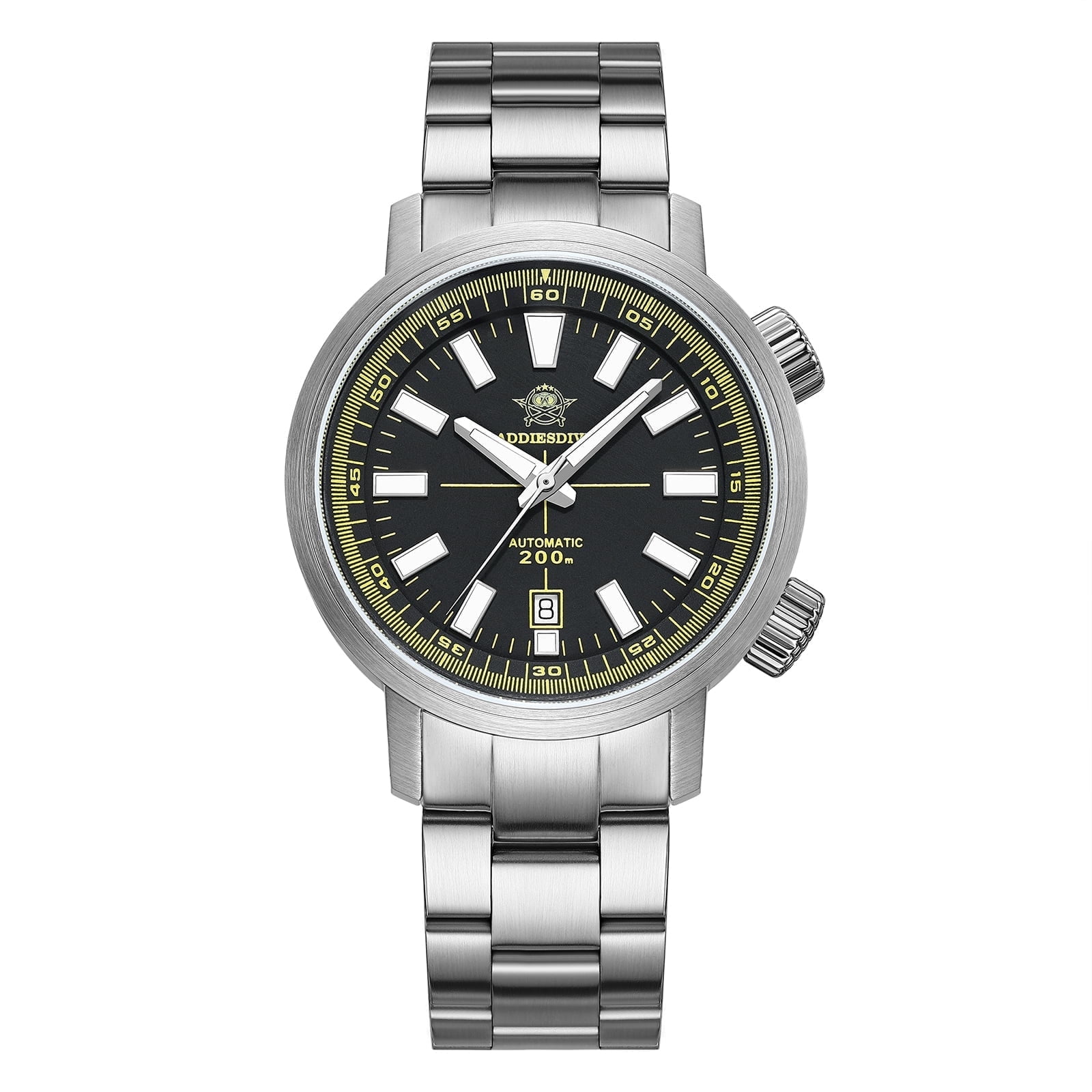 ADDIESDIVE Men's Automatic Watch with Exhibition Case Back Dive Watch 200M Sapphire Crystal Stainless Steel Luminous Date Watch for Men