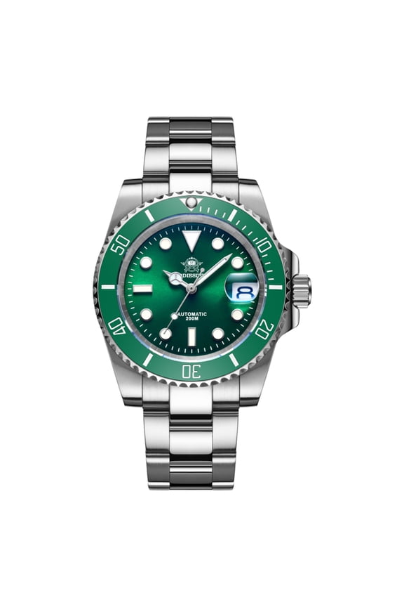 Men's Automatic Diver Watch 200M with Scratch-Resistant Sapphire Crystal & Ceramic Bezel, Self-Winding NH35 Movement, Stainless Steel Bracelet