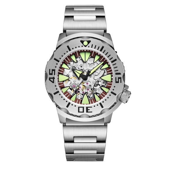 ADDIESDIVE Men's Automatic Skeleton Diver Watch, 200M Waterproof, Sapphire Crystal, Japanese 8N24 Movement, 42mm Stainless Steel