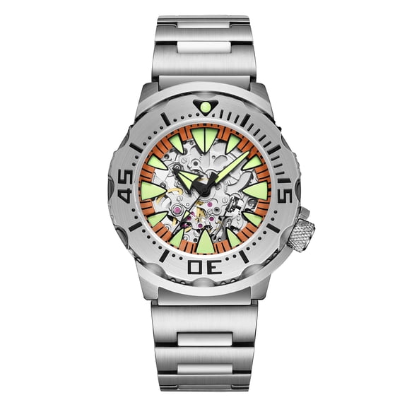 ADDIESDIVE Men's Automatic Skeleton Diver Watch, 200M Waterproof, Sapphire Crystal, Japanese 8N24 Movement, 42mm Stainless Steel