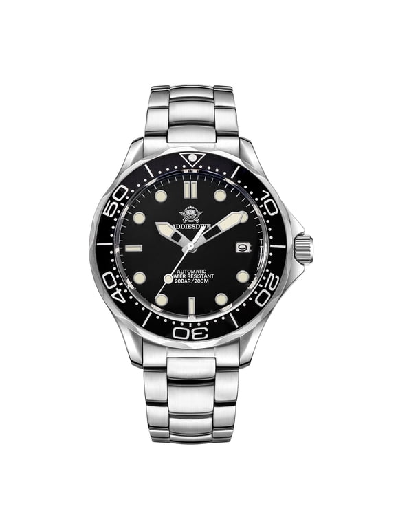 Men's Automatic Watch Dive 200M Water, Sapphire Crystal Ceramic Bezel Luminous, NH35A Movement 42MM Black Dial Stainless Steel Mechanical Watch