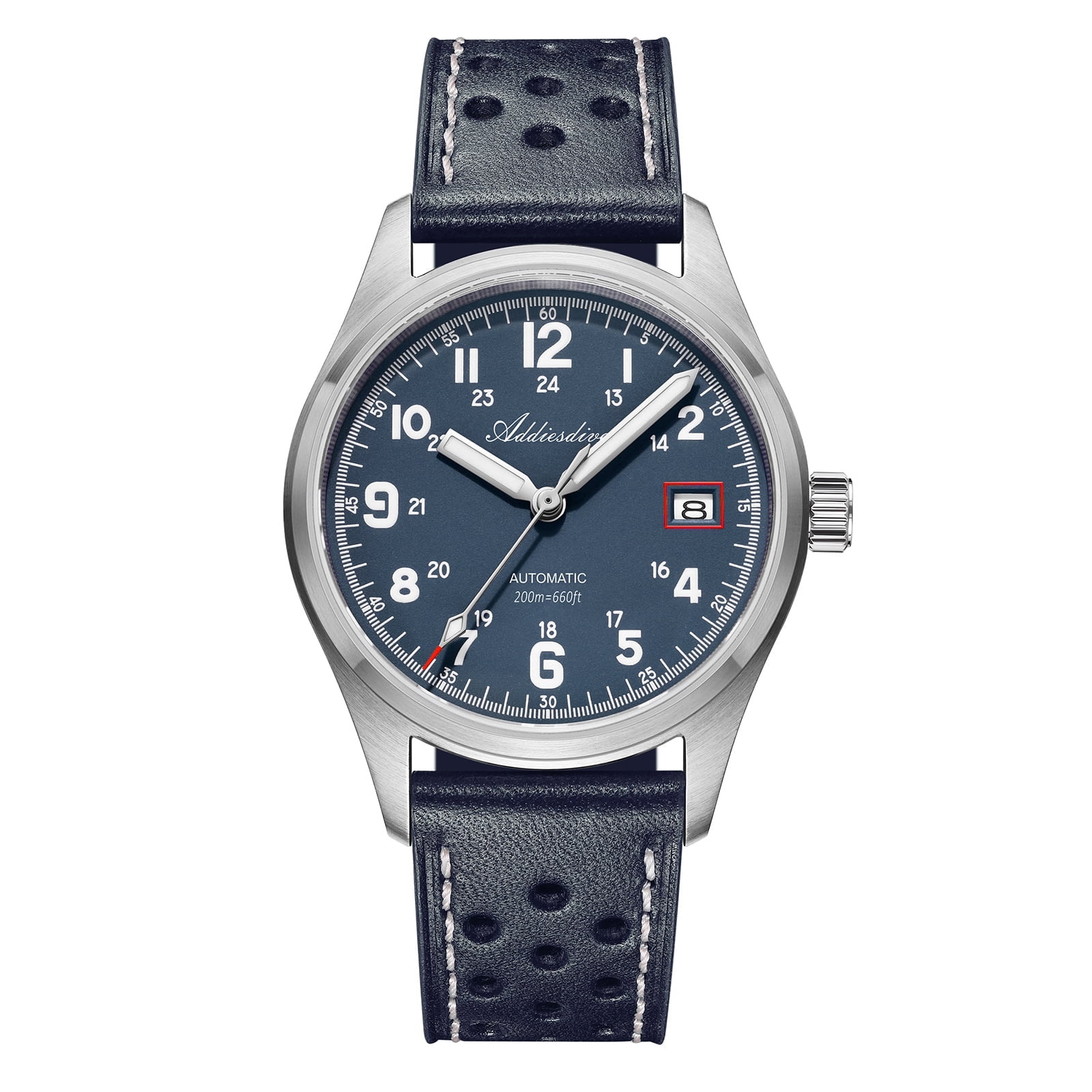 ADDIESDIVE Men's Automatic Watch NH35A Movement Dive Watch 200M Waterproof Sapphire Crystal Luminous Analog Wristwatch for Men Leather Band