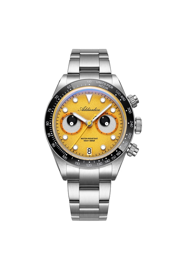 Men's Chronograph Watch 40mm, Animated Eyes Dial, Japanese VK64 Quartz Movement, Ceramic Bezel, BGW9 Super Luminous, 100M Waterproof, Gift for Men