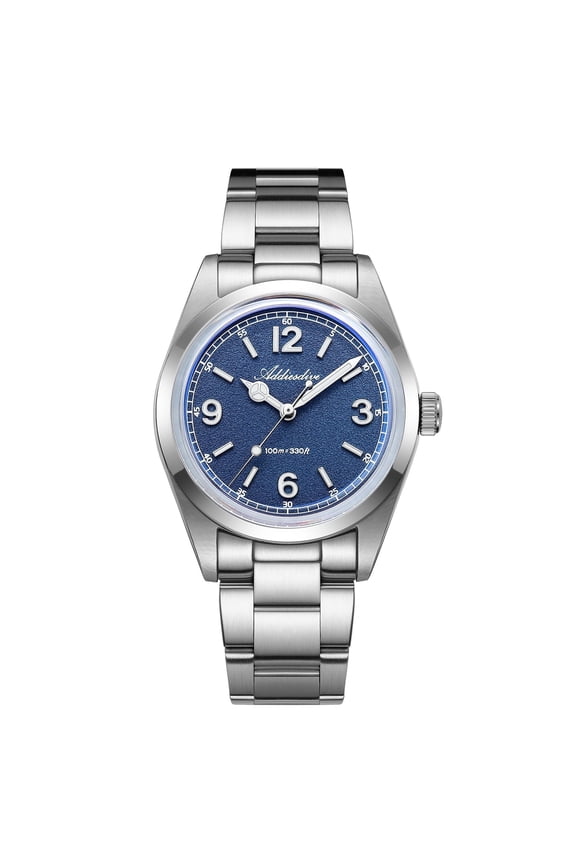 Men's Dive Watch 100m, Japanese Quartz Movement Watch, 316L Stainless Steel Analog Watch with Luminous Blue Dial