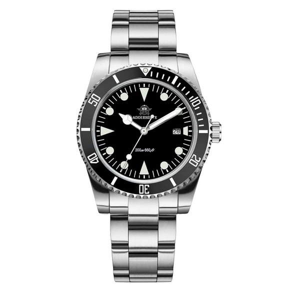ADDIESDIVE Men's Dive Watch 200M Waterproof, Ultra-Thin 12mm, Japanese Quartz Movement Watches, Ceramic Bidirectional Bezel, BGW9 Luminous, K1 Curved Crystal, 316L Stainless Steel