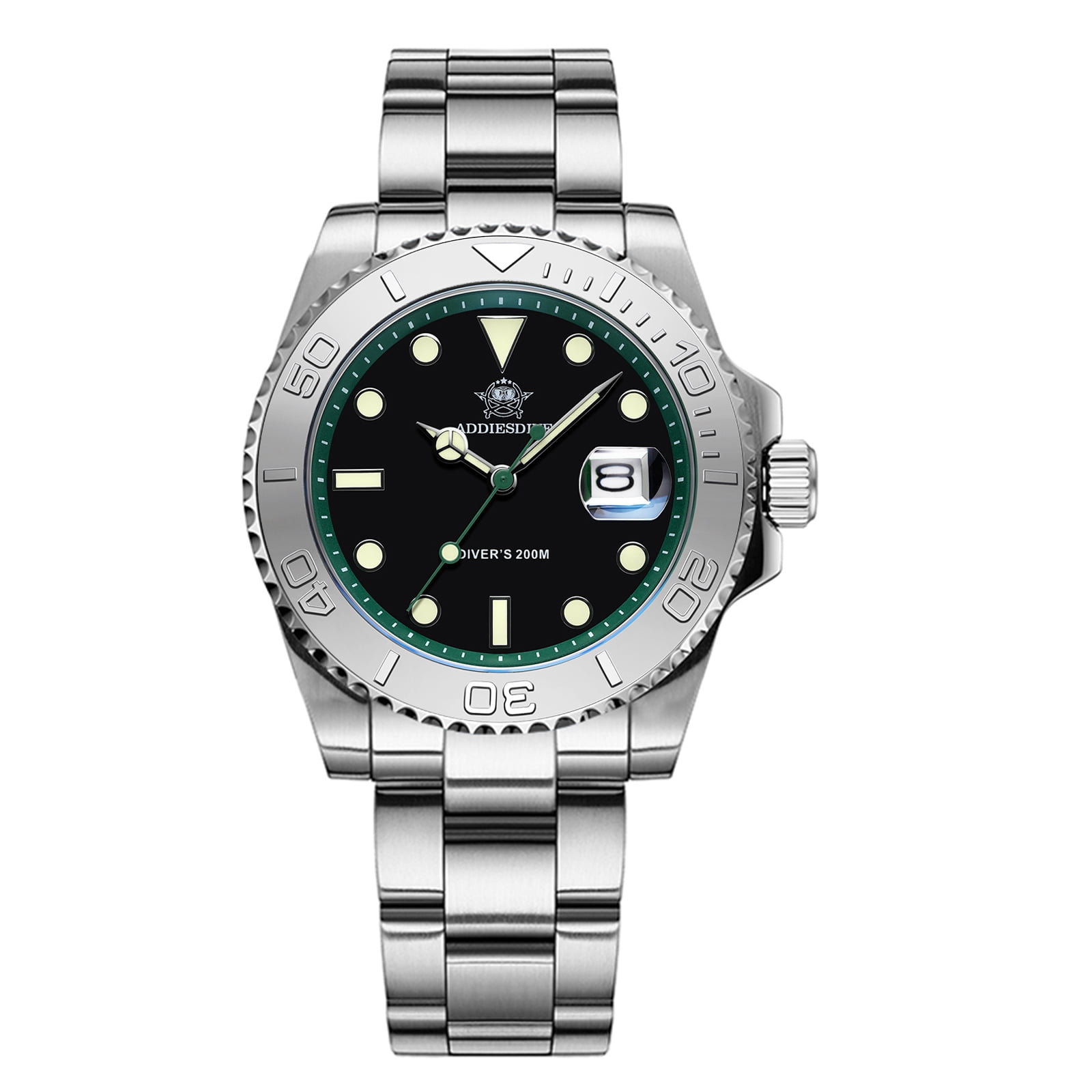 ADDIESDIVE Men’s Dive Watch 200m Waterproof - Japanese Quartz Movement, Stainless Steel with Ceramic Bezel & Super Luminous BGW9 Dive Watch for Men