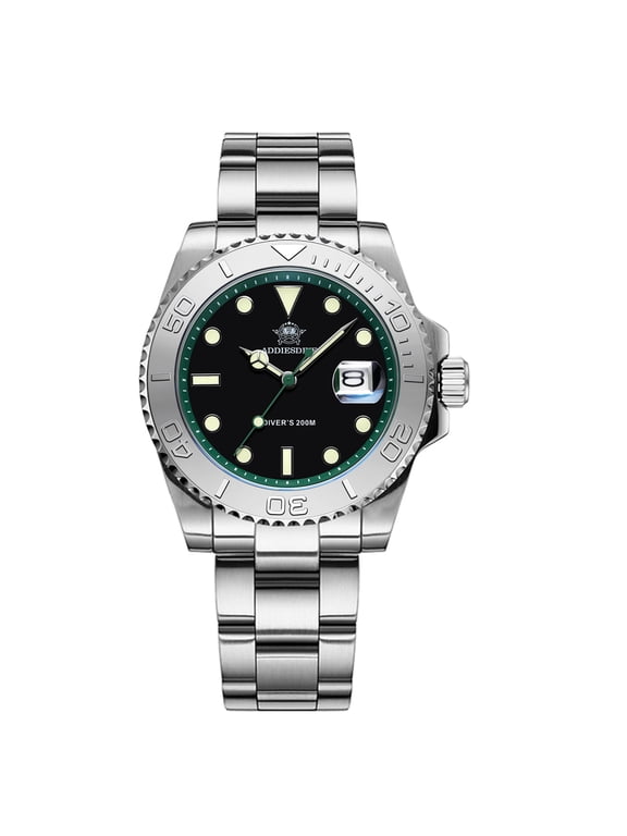 Men’s Dive Watch 200m Waterproof - Japanese Quartz Movement, Stainless Steel with Ceramic Bezel & Super Luminous BGW9 Dive Watch for Men